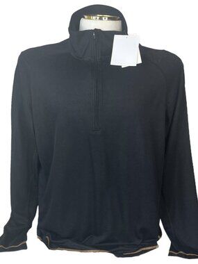 Maks Active Sports Pull Over 1/4 Zip Shirt Mens XL Black New